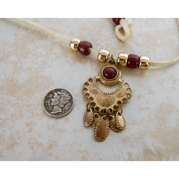 Vintage Corded Faux Jasper Necklace , Southwest - Picture 2 of 6